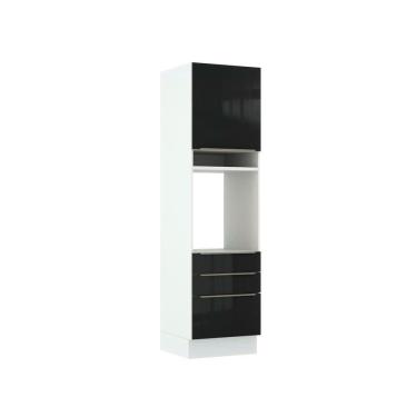 Imagem de Torre Quente Madesa Lux 60cm 1 Porta 3 Gavetas Branco Preto