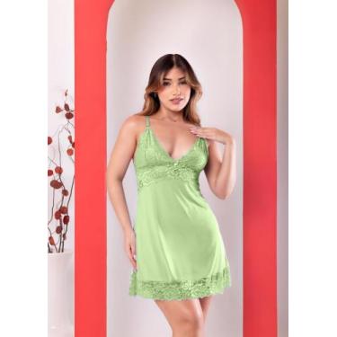 Imagem de Camisola Sexy com Renda Luxo de Microfibra. Roupa de Dormir Sensual e 