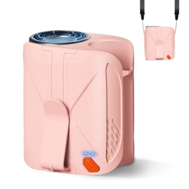 Imagem de Huachuang Ventilador de cintura portátil com clipe recarregável: ventilador de camisa pessoal de pescoço de cinto 6000 mAh operado por bateria 6 velocidades e tempo de execução de 31h para acampamento
