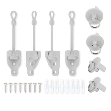 Imagem de IVYSUN Kit elástico de peças de proteção solar e tampa de extremidade, resistência ao clima, para persiana externa Coolaroo, persianas externas (pedra do rio/cinza claro, 2 conjuntos)