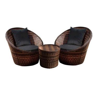 Imagem de Conjunto De Poltronas Bola 2 Poltronas + 1 Mesa Centro Preto