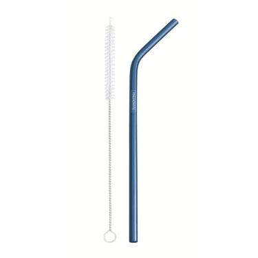 Imagem de Jogo De Canudo Infantil Em Aço Inox Com Escova Azul 2pçs - Tramontina