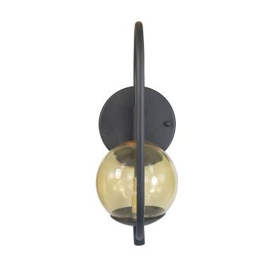 Imagem de Arandela Parede Online Preta Globo De Vidro Ambar