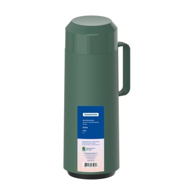 Imagem de Garrafa Térmica Tramontina Exata Em Polipropileno Verde Com Ampola De Vidro E Tampa Rosqueável 1 L