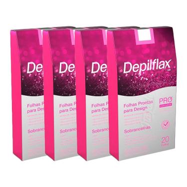 Imagem de Folha De Cera Fria Kit 80un Prontas Depilação Facial Design Sobrancelhas Rosa Modelagem Depilflax