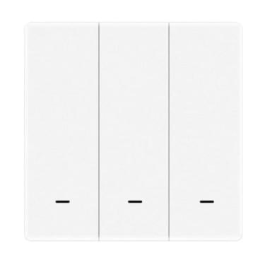 Imagem de Tuya Interruptor de botão de luz inteligente WiFi versão UE controle remoto funciona com Alexa Gogle Home Home kit controle de voz-3 Gang branco