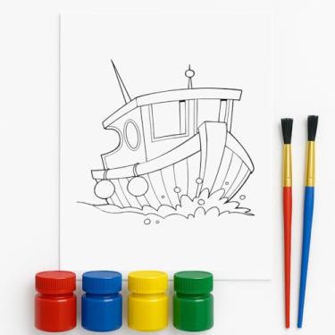 Imagem de Kit de Pintura Infantil A4, Cores Sortidas, Meu Pequeno Artista (Cores sortidas Barco A4)