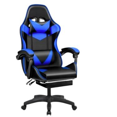 Imagem de Cadeira Escritório Gamer Ergonômica Reclinável Confortável Com Rodinha E Apoio Para Os Pés(Azul)