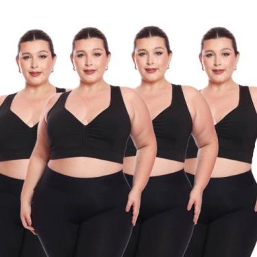 Imagem de Kit 4 Top Plus Size Fitness Feminino Sem Bojo Academia Decote - Brás e