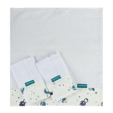 Imagem de Conjunto 3 Paninhos Fraldinha de Boca Bebê Space - Home Fernandes