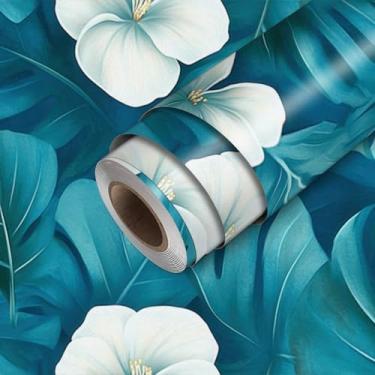 Imagem de HOMETITUTE Papel de parede Tropical Leaf Peel and Stick Green Monstera papel de parede papel de parede 45 cm x 300 cm revestimento de parede de vinil autoadesivo para banheiro quarto varanda decoração