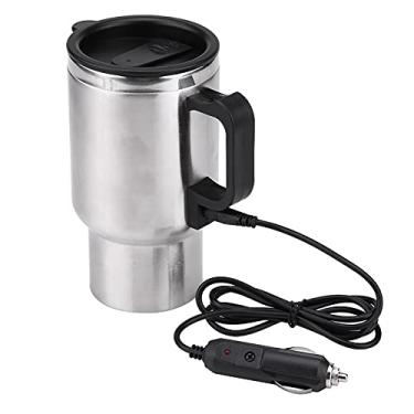 Imagem de Ejoyous Caneca Térmica Para Carro, 450Ml, Aço Inoxidável, Elétrica, Viagem, Veículo, Aquecedor De Canecas Café, Água E Chá, Com Tomada Acendedor Cigarros 12V