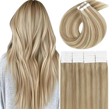 Imagem de Loxxy Extensões De Cabelo Fita Humana Real Em Loiro Acinzentado Natural 40 Cm Com Mechas Invisíveis Sem Costura Pele Pu Trama 50G 20 Peças