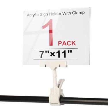 Imagem de SKLENICE Suporte De Acrílico Para Placas Com Braçadeira, Clipes Giratórios Exibição, Clipe Dupla Face, Protetor Cartão Etiqueta Preço, 1 Pacote, Lojas Roupas E Escritório