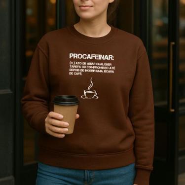 Imagem de Moletom Gola Careca Estampa Procafeinar 009 Meme Engraçado Tecido Maci