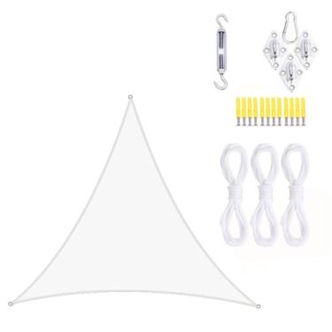 Imagem de TBATM Parabrisas de Sol ao ar Livre 2.4x2.4x2.4m Triângulo Sol Parabrisa Vela, Uv Bloqueador Parabrisa Vela com Kit de Fixação e Cordas Livres, Impermeável, para Pátio Jardim Piscina,White
