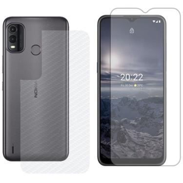Imagem de Película Hidrogel + Adesivo Fibra De Carbono Para Nokia G11 Plus - Transparente
