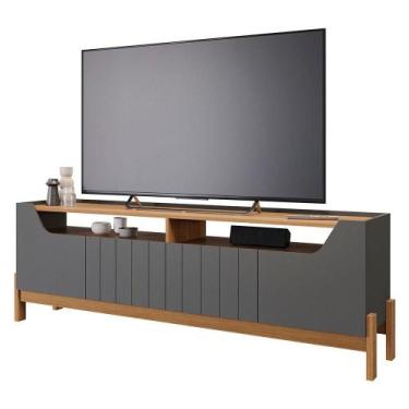 Imagem de Rack Bancada para TV 100% MDF Moema Permóbili Grafite/Nature - Permobi