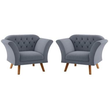 Imagem de Conjunto Poltrona Decorativa Roseira Inca Chumbo - CASA H