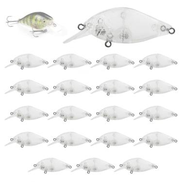 Imagem de OriGlam Kit de iscas de pesca em branco sem pintura, isca de natação Topwater Crankbait, iscas de pesca sem pintura, equipamento flutuante, crankbaits DIY para truta de salmão robalo (em branco 2)