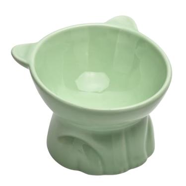 Imagem de Tigela elevada para comida de gato, tigela de água inclinada e levantada de cerâmica de 255 g, antivômito e protege animais de estimação, pratos para gatos gordos, gatos internos, gatinhos, cães