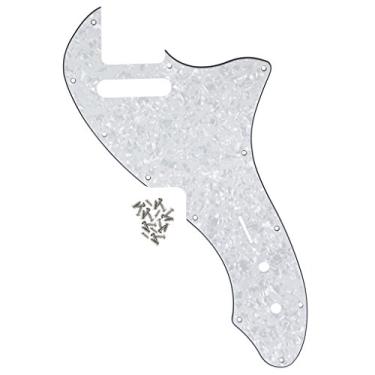 Imagem de IKN Tele Thinline Pickguard Placa de proteção de palheta de guitarra com parafusos para 69 Telecaster Thinline Re-issue peça de guitarra, 4 camadas branco pérola