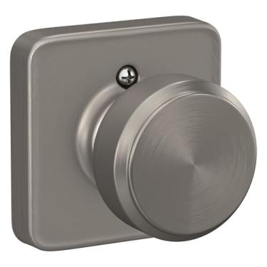 Imagem de SCHLAGE Maçaneta de porta Bowery F170 BWE 619 LFL com acabamento de laflin, alça falsa unilateral que não gira, níquel acetinado