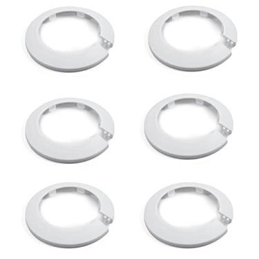 Imagem de Yinpecly 6 peças de decoração de tubulação serve para 7,3 cm diâmetro externo flange tubo de água PP plástico 75 mm colarinho escudo capa de tubo radiador para decoração de tubo de parede branco