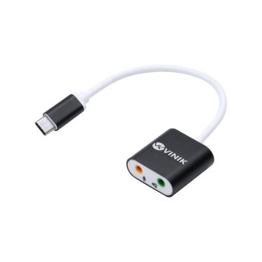 Imagem de Adaptador Fone De Ouvido P2 3.5mm Duas Vias Para Usb Tipo C Fone + Microfone- Adfmusbtc