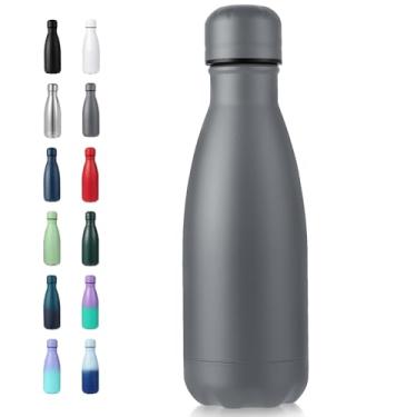 Imagem de Volhoply Garrafa de água pequena de 340 g, aço inoxidável, sem BPA, garrafa de água isolada de parede dupla, mantém frio por 24 horas e quente por 12 horas para bolsa infantil (cinza)