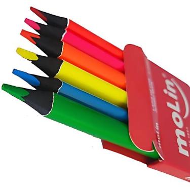 Imagem de Lápis De Cor Jumbo Neon Triangular Marca Texto 6 Cores - Molin do Bras