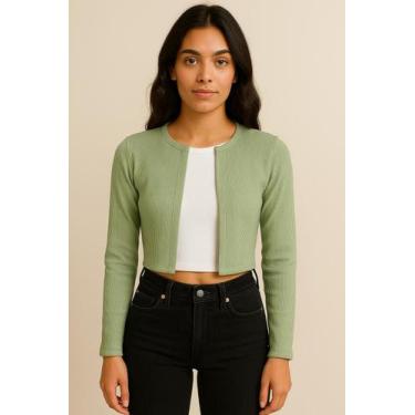 Imagem de Casaquinho Curto Feminino Manga longa blazer - Nagab, Verde oliva, M