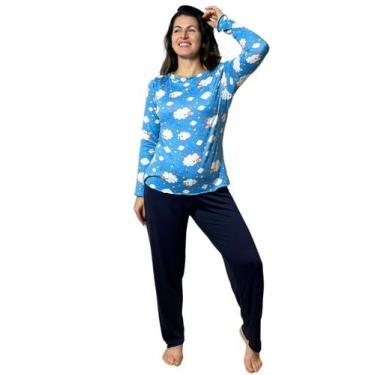 Imagem de Pijama Feminino Adulto Inverno Longo de Frio em malha Suede Elegante -