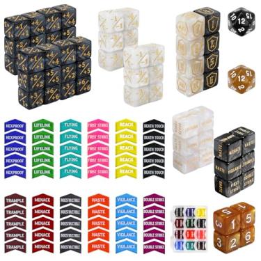 Imagem de SIXPOINTS 122PCS MTG Keyword Counters Tokens D6 & MTG Life Counter & D20 Dice Set for Magic The Gathering, MTG, TCG, Card Games Accessories (#A-122PCS/SET)