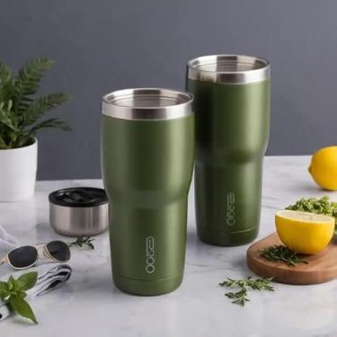 Imagem de Copo Térmico Parede Dupla em Aço Inox Verde 500ml com Tampa Hermética - Estilo Casual