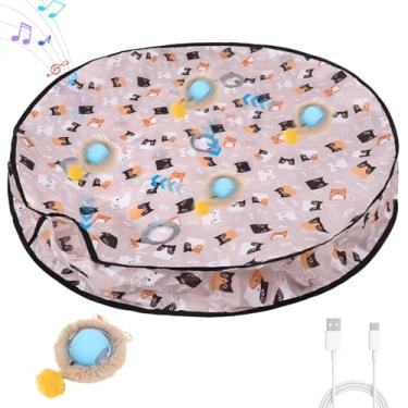 Imagem de ETACCU Brinquedos para gatos, brinquedos interativos para gatos adultos em ambientes internos, bola rolante automática, estimula instintos de caça, jogo de esconde-esconde o rato, 2 velocidades para