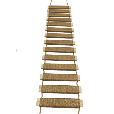 Imagem de Escada para gatos de 101,6 cm, ponte de corda de sisal, acessório de estrutura de escalada, degraus de parede para gatos, prateleiras de móveis, passarelas, torre, ambientes internos e externos