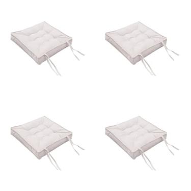 Imagem de Kit Com 4 Unidades Almofada Futon Confort Assento Para Cadeira Suede Liso 40x40(Cru)