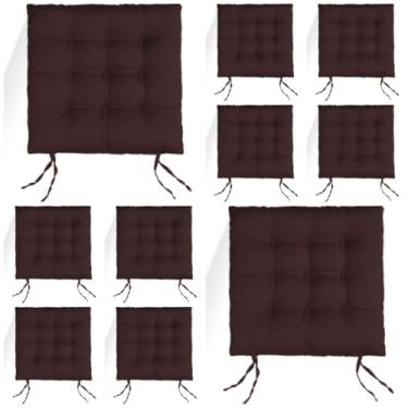 Imagem de Kit Com 10 Almofadas Para Cadeiras Assento Futon De Cadeira 40x40 Cm(Marrom Café)