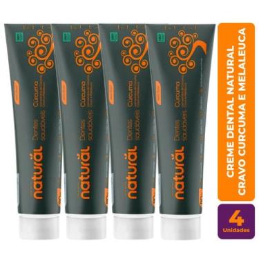Imagem de Kit c/ 4 Creme Dental Vegano Natural Cravo Curcuma e Melaleuca 80g - O