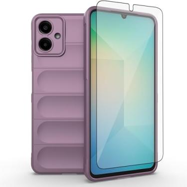 Imagem de Asuwish Capa de celular para Samsung Galaxy A06 com protetor de tela de vidro temperado e TPU macio, fina, à prova de choque, capa protetora de silicone acessórios Ao6 A 06 mulheres, homens, meninas,