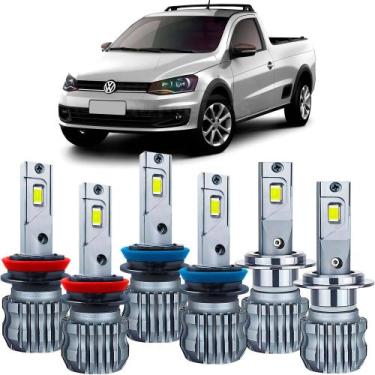 Imagem de Kit Ultra Led Slim 6000k Saveiro G5 G6 G7 G8 2009 a 2024 Foco Duplo Ex