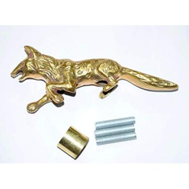 Imagem de Cabo de estatueta de raposa de latão, bengala de madeira, cabo de latão