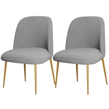 Imagem de 2pcs Curved Back Upholstered Dining Chair Covers, Armless Stretch Chair Cover, Reusable Protector Dining Chair for Office Dining Room Banquet Home Party Decor(Light gray)