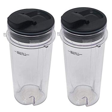 Imagem de Joystar Peças de reposição Pacote com dois copos de 473 ml (473 ml) com tampa de bico para Nutri Ninja BL203QBK/BL208QBK/BL207QBK/BL206QBK/BL206QBK/BL209/BL201C/BL201/BL200/BL100/BL101/BL102