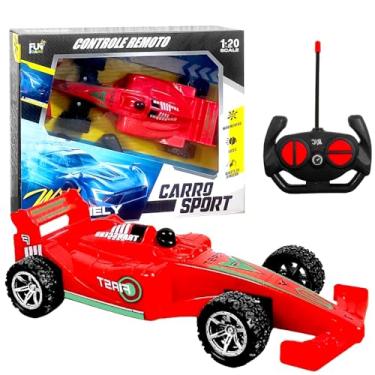 Imagem de Carro Controle Remoto Vermelho Recarregável Infantil Formula 1 Carrinho F1 Veloz