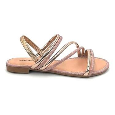 Imagem de Sandalia Mississipi MA161 Brilhosa Rasteirinha Baixa Elastico Feminino-Feminino