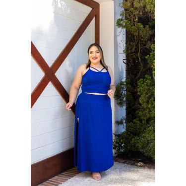 Imagem de Conjunto Plus Size Saia com Shorts e Top de Alcinha-Feminino