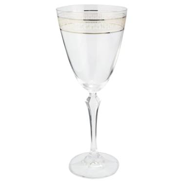 Imagem de Jogo de 6 taças para água decorada em cristal ecológico com friso dourado e platinum rim 350ml A22cm - Full Fit