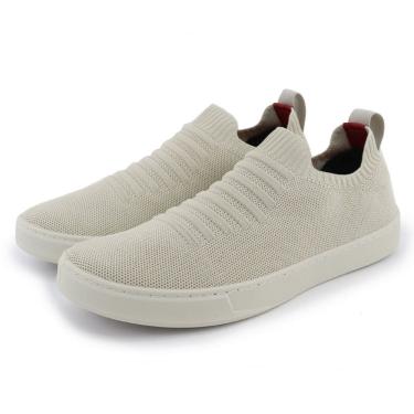 Imagem de Tenis Calce Facil Knit Meia Tecido Masculino Leve Casual Sola Reta de Borracha Moderno Resistente